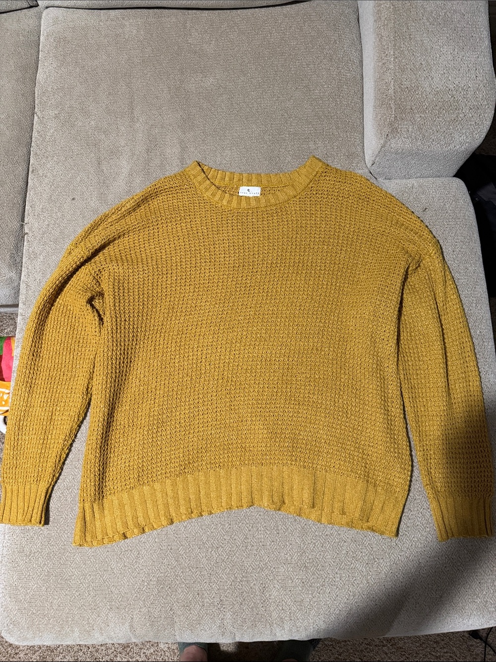 True Craft Golden Mustard Crewneck Knit Sweater